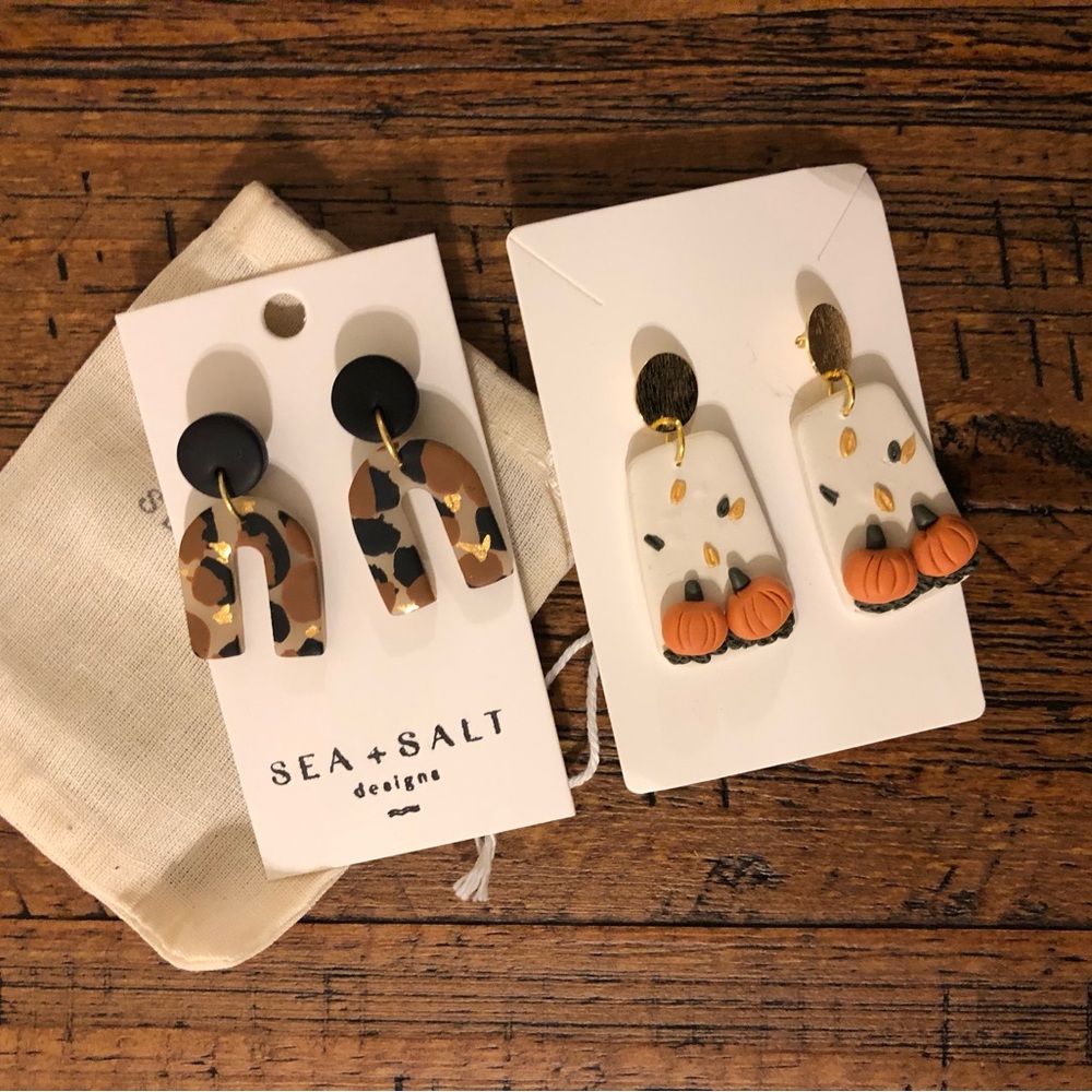 Set of two clay earrings. Never worn.